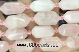 NUGG17 15 inches 12*25mm – 13*28mm faceted nuggets rose quartz beads