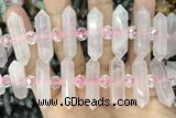 NUGG32 15 inches 8*32mm faceted nuggets rose quartz gemstone beads