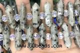 NUGG35 15 inches 8*32mm faceted nuggets sesame jasper gemstone beads