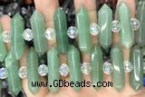 NUGG37 15 inches 8*32mm faceted nuggets green aventurine gemstone beads