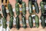 NUGG42 15 inches 8*32mm faceted nuggets green China jade gemstone beads