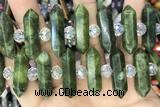 NUGG43 15 inches 8*32mm faceted nuggets green China jade gemstone beads