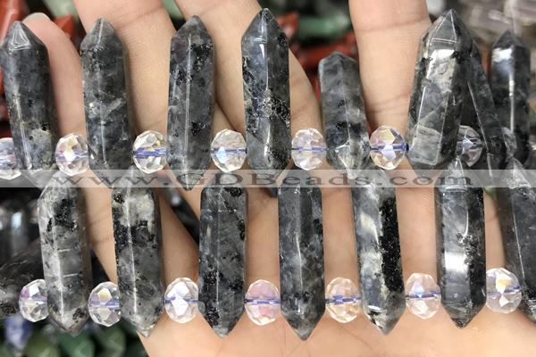 NUGG53 15 inches Top drilled 8*32mm faceted nuggets black labradorite gemstone beads