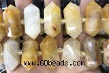 NUGG67 15 inches 12*23mm - 15*30mm faceted nuggets yellow jade gemstone beads