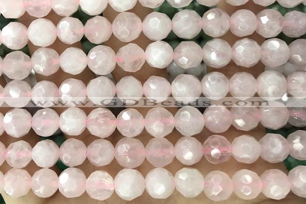 ROSE01 15 inches 8mm faceted round rose quartz gemstone beads