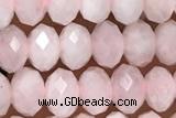 ROSE02 15 inches 4*6mm faceted rondelle rose quartz gemstone beads