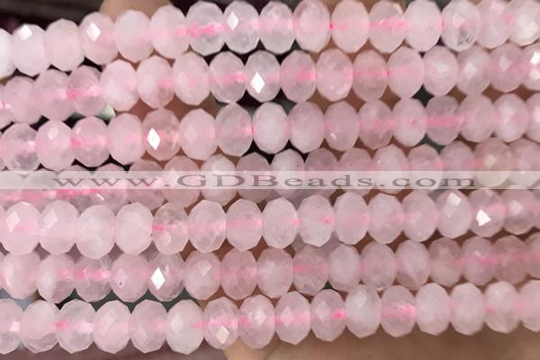 ROSE03 15 inches 5*8mm faceted rondelle rose quartz gemstone beads