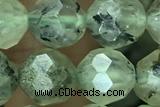 RUTI01 15 inches 8mm faceted round green rutilated quartz beads