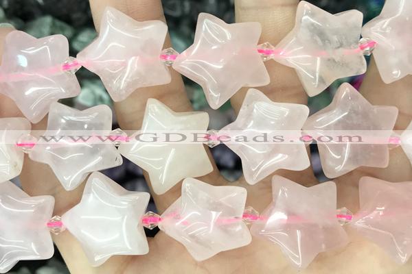 STAR31 15 inches 20mm star rose quartz gemstone beads