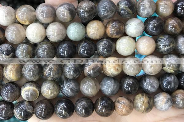 SUNS07 15 inches 10mm round black sunstone gemstone beads