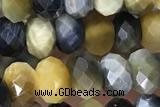 TIGE22 15 inches 4*6mm faceted rondelle golden & blue tiger eye beads