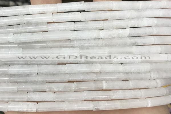 TUBE02 15 inches 4*13mm tube white jade gemstone beads