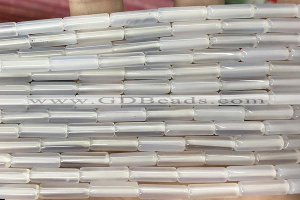 TUBE03 15 inches 4*13mm tube white agate gemstone beads