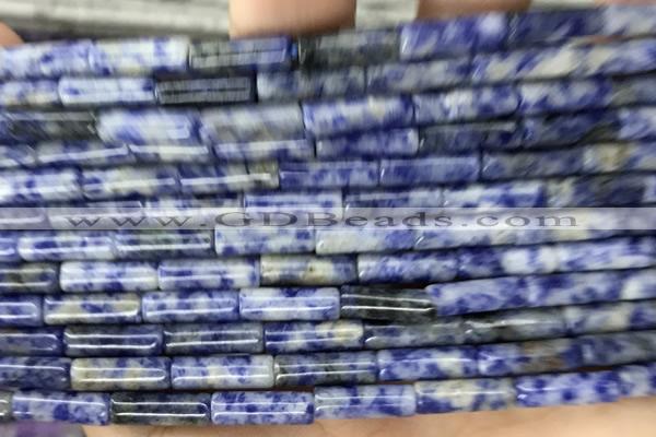 TUBE17 15 inches 4*13mm tube blue spot stone gemstone beads