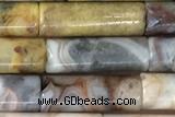 TUBE19 15 inches 4*13mm tube yellow crazy lace agate gemstone beads