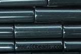 TUBE41 15 inches 4*13mm tube black stone gemstone beads