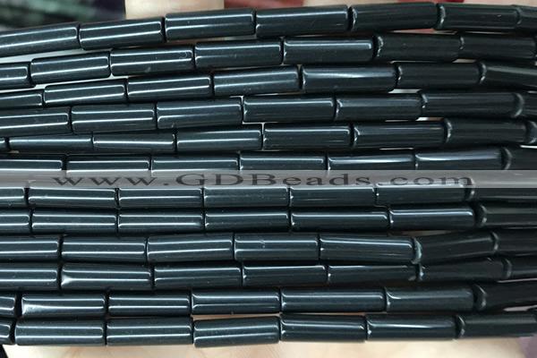 TUBE41 15 inches 4*13mm tube black stone gemstone beads