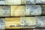 TUBE55 15 inches 6*8mm tube yellow crazy lace agate gemstone beads