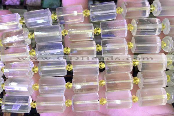 TUBE81 15 inches 10*14mm faceted tube lemon quartz beads