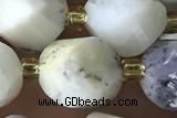 TWIS02 15 inches 9*10mm faceted twisted white opal beads