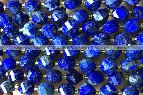 TWIS12 15 inches 9*10mm faceted twisted lapis lazuli beads