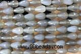 AGAT262 15 inches 8*12mm faceted teardrop grey agate beads