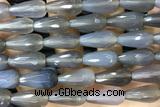 AGAT264 15 inches 10*20mm faceted teardrop grey agate beads