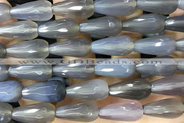 AGAT264 15 inches 10*20mm faceted teardrop grey agate beads