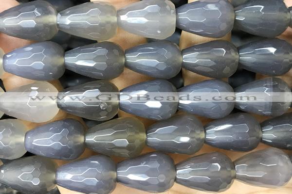 AGAT265 15 inches 13*18mm faceted teardrop grey agate beads