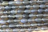 AGAT271 15 inches 8*12mm faceted rice grey agate beads