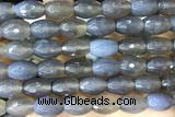 AGAT272 15 inches 10*14mm faceted rice grey agate beads