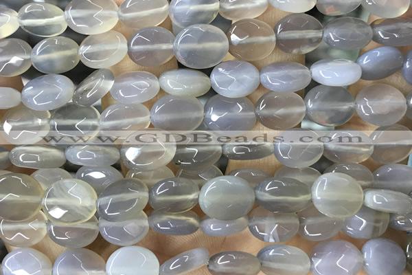 AGAT275 15 inches 8*10mm faceted oval grey agate beads