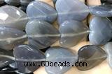 AGAT282 15 inches 30mm faceted heart grey agate beads