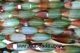 AGAT289 15 inches 10*30mm faceted rice rainbow agate beads