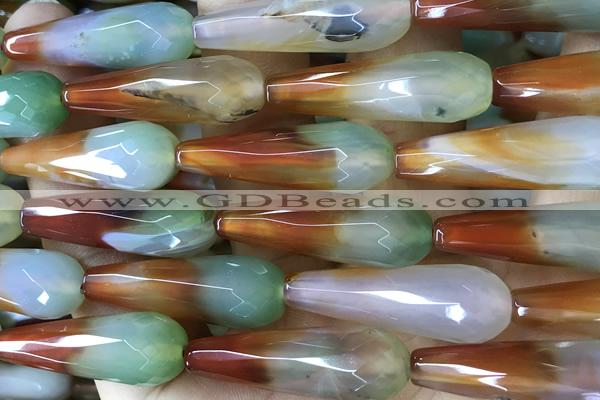 AGAT292 15 inches 12*40mm faceted teardrop rainbow agate beads