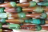 AGAT293 15 inches 12*50mm faceted teardrop rainbow agate beads