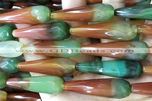 AGAT293 15 inches 12*50mm faceted teardrop rainbow agate beads