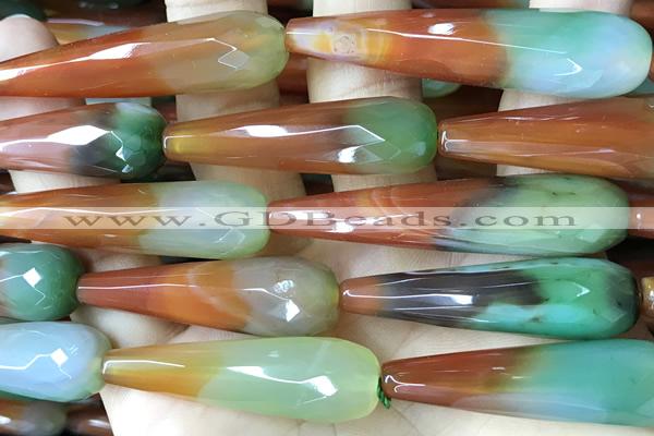 AGAT294 15 inches 12*50mm faceted teardrop rainbow agate beads