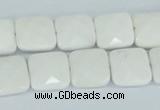 CAA04 15.5 inches 10*10mm faceted square white agate gemstone beads