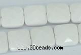 CAA05 15.5 inches 14*14mm faceted square white agate gemstone beads