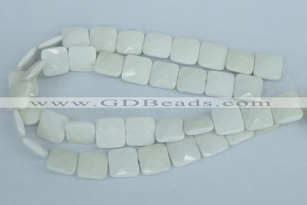 CAA06 15.5 inches 18*18mm faceted square white agate gemstone beads