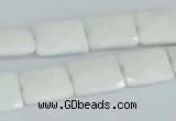 CAA07 15.5 inches 10*14mm faceted rectangle white agate gemstone beads