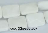 CAA08 15.5 inches 15*20mm faceted rectangle white agate gemstone beads