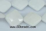 CAA10 15.5 inches 18*18mm faceted diamond white agate gemstone beads