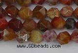 CAA1000 15.5 inches 6mm faceted nuggets red moss agate beads