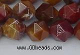 CAA1002 15.5 inches 10mm faceted nuggets red moss agate beads