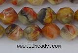 CAA1015 15.5 inches 8mm faceted nuggets red crazy lace agate beads