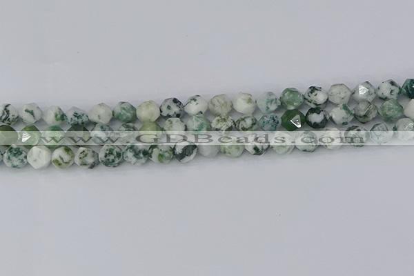 CAA1021 15.5 inches 8mm faceted nuggets tree agate beads