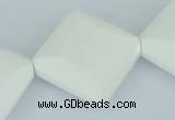 CAA11 15.5 inches 25*25mm faceted diamond white agate gemstone beads