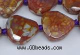 CAA1135 18*20mm - 25*35mm faceted freeform dragon veins agate beads